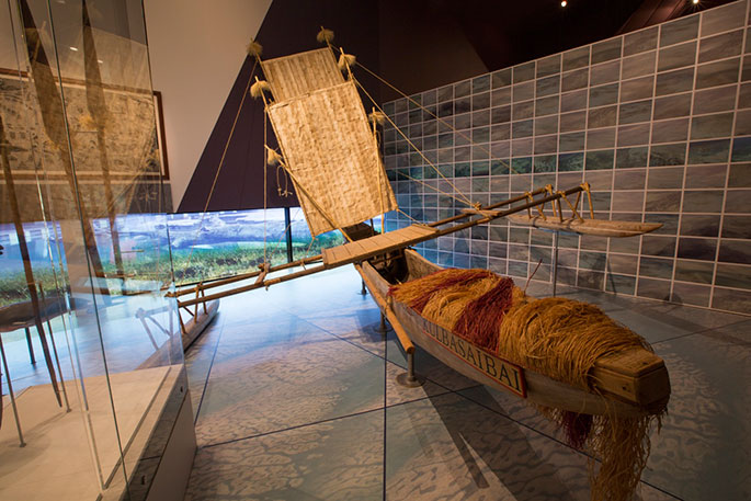 The Kulbasaibai canoe which is the central feature of the pre-european contact module of the exhibition. 